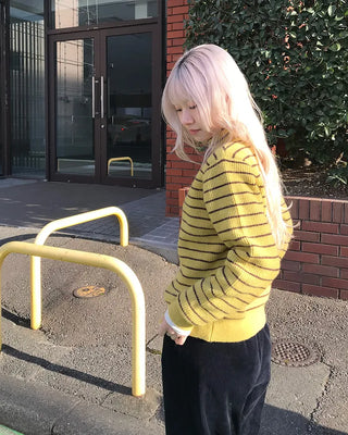 Striped knit zip-up