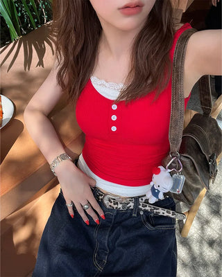 Lace-layered sleeveless