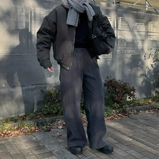 Ribbed wide brushed pants