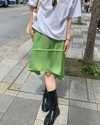 Satin midi skirt