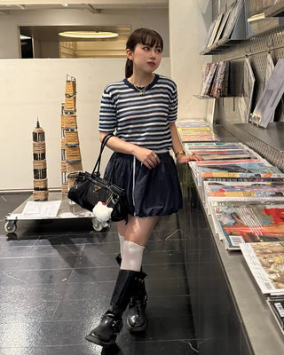 Two-tone balloon mini skirt