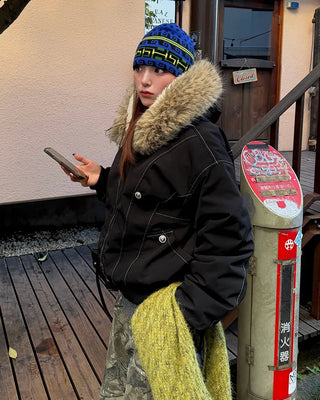 Raccoon fur hooded jacket