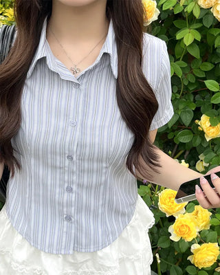 Pinstripe Cropped Shirt