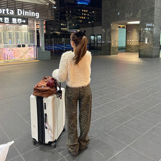 Leopard print semi-wide pants