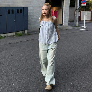 Striped button camisole