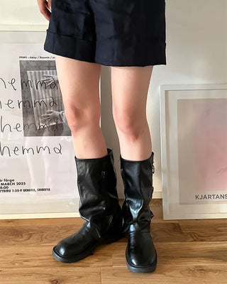 Buckle mid-calf boots