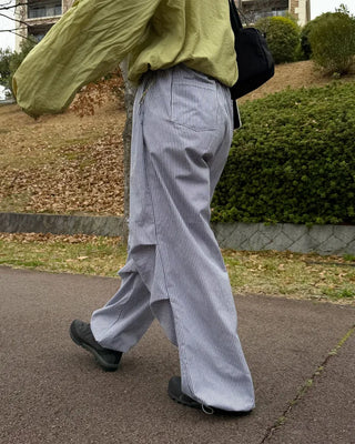 Color-block striped pants