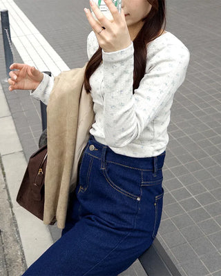 Flower detail button t-shirt