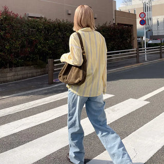 Side-slit vintage denim pants