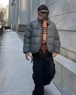 Eco-leather oversized padded jacket