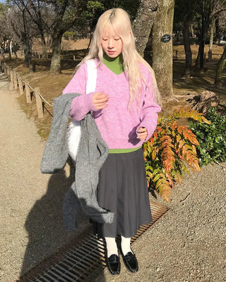 V-neck oversized knit
