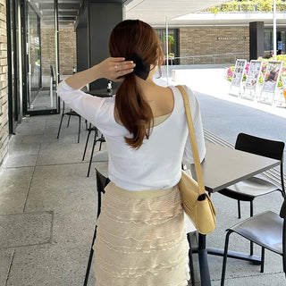 Back U-neck 5/8 length cut and sew
