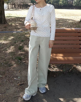 Colorful cotton wide-leg pants