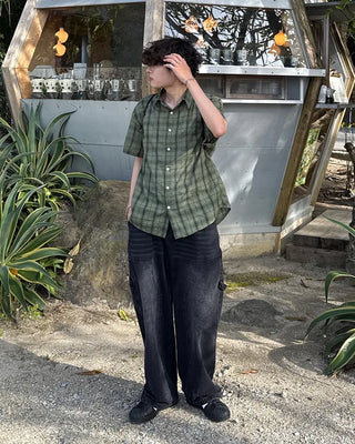 (Unisex) Tartan Check Half Shirt