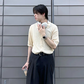 Short-sleeved knit cardigan