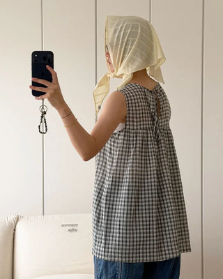 Checked long blouse