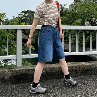 D-ring Bermuda denim pants