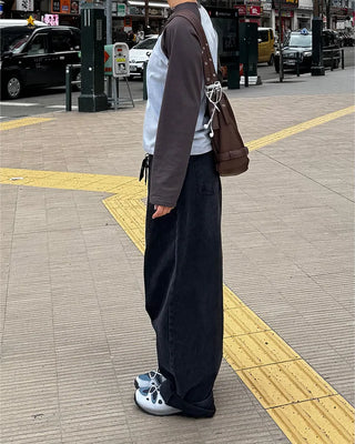 (Unisex) Star Embroidered Balloon Denim Pants