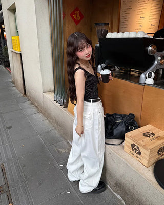 Ribbon back pocket balloon pants