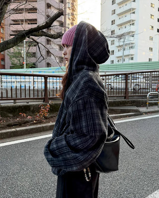 (Unisex) Lulu Check Fleece Hood