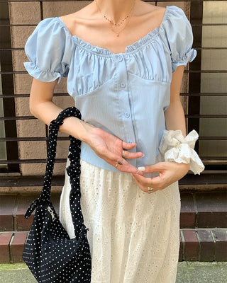 Dot Shirring Shoulder Bag