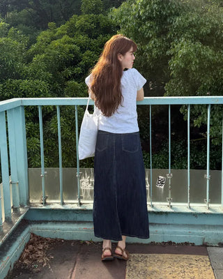 I-line denim skirt