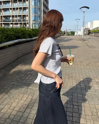 Striped crew neck T-shirt