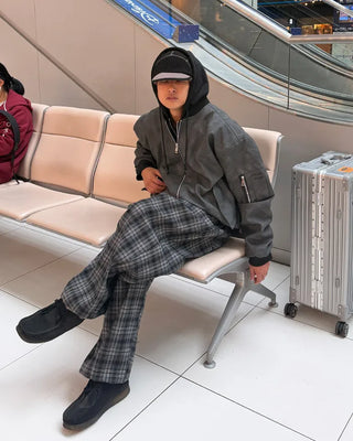 Big check wide pants