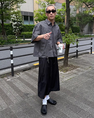 Checked cropped overshirt