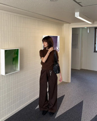Cotton pleated pants
