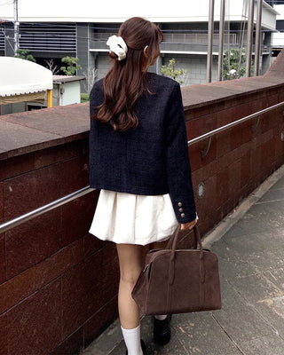 Gold button round tweed jacket