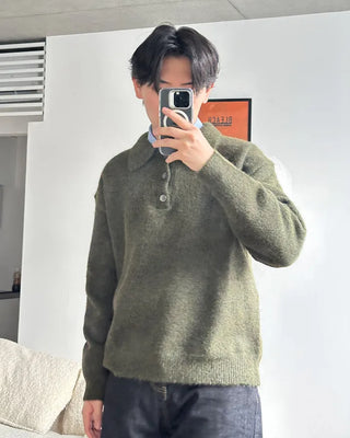 Polo collar boucle knit