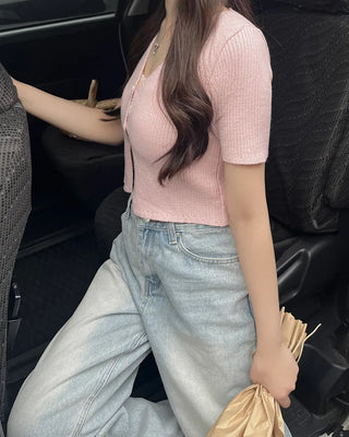 Two-button cropped cardigan