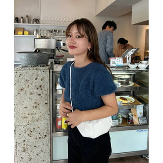 Shaggy short-sleeved knit
