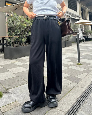 Belted wide sweatpants
