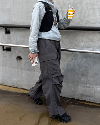 Cargo wide nylon pants