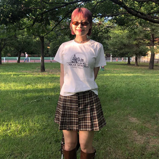 Printed cropped short-sleeved T-shirt