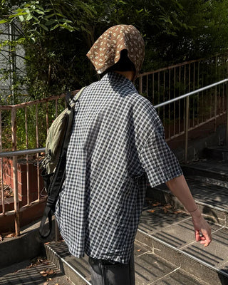 Modern check short-sleeved shirt