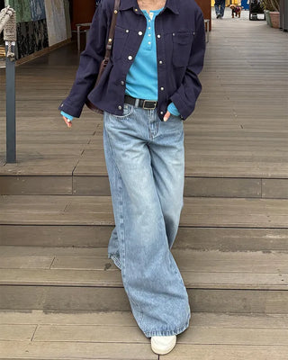 Wide denim pants