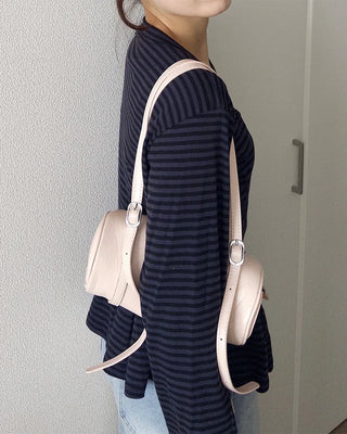 Waist frill striped T-shirt