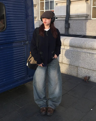 Wide denim pants