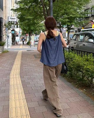 Wide-leg collar pants