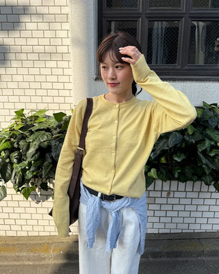 Short crew neck cardigan