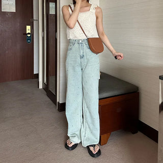 Cubic Wide Denim Pants