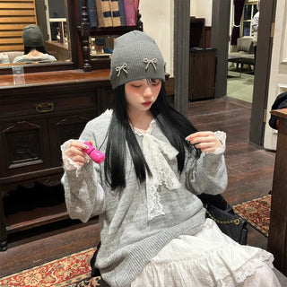 Pearl Ribbon Beanie