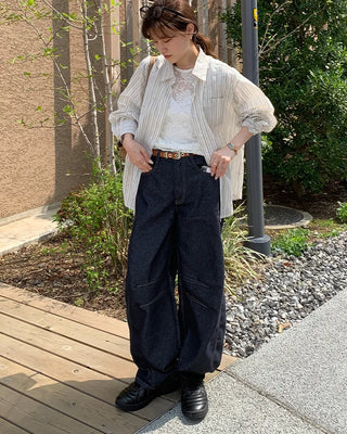 Slit denim pants
