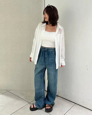 Wide-fit denim pants