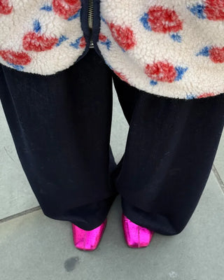 Denim Two-Pintuck Wide Pants