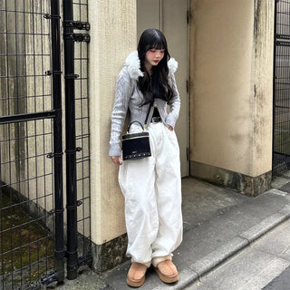 Fur Hood Cable Knit