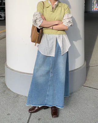 Long denim skirt